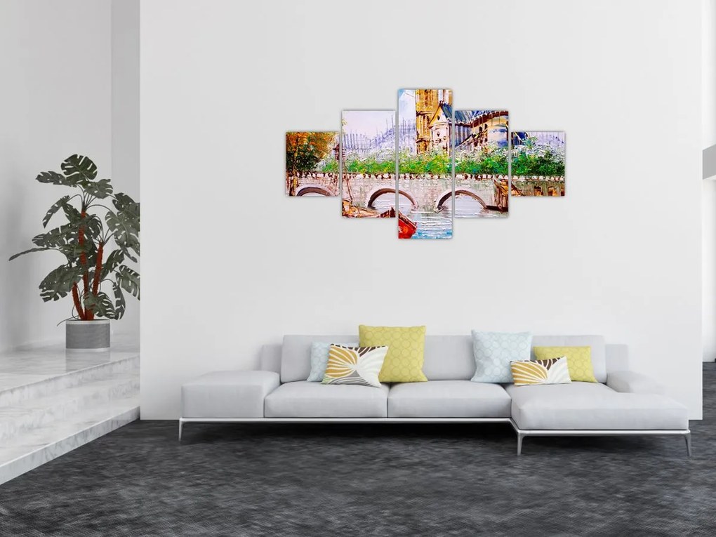 Obraz - Obraz olejny przedstawiający miasto (125x70 cm)