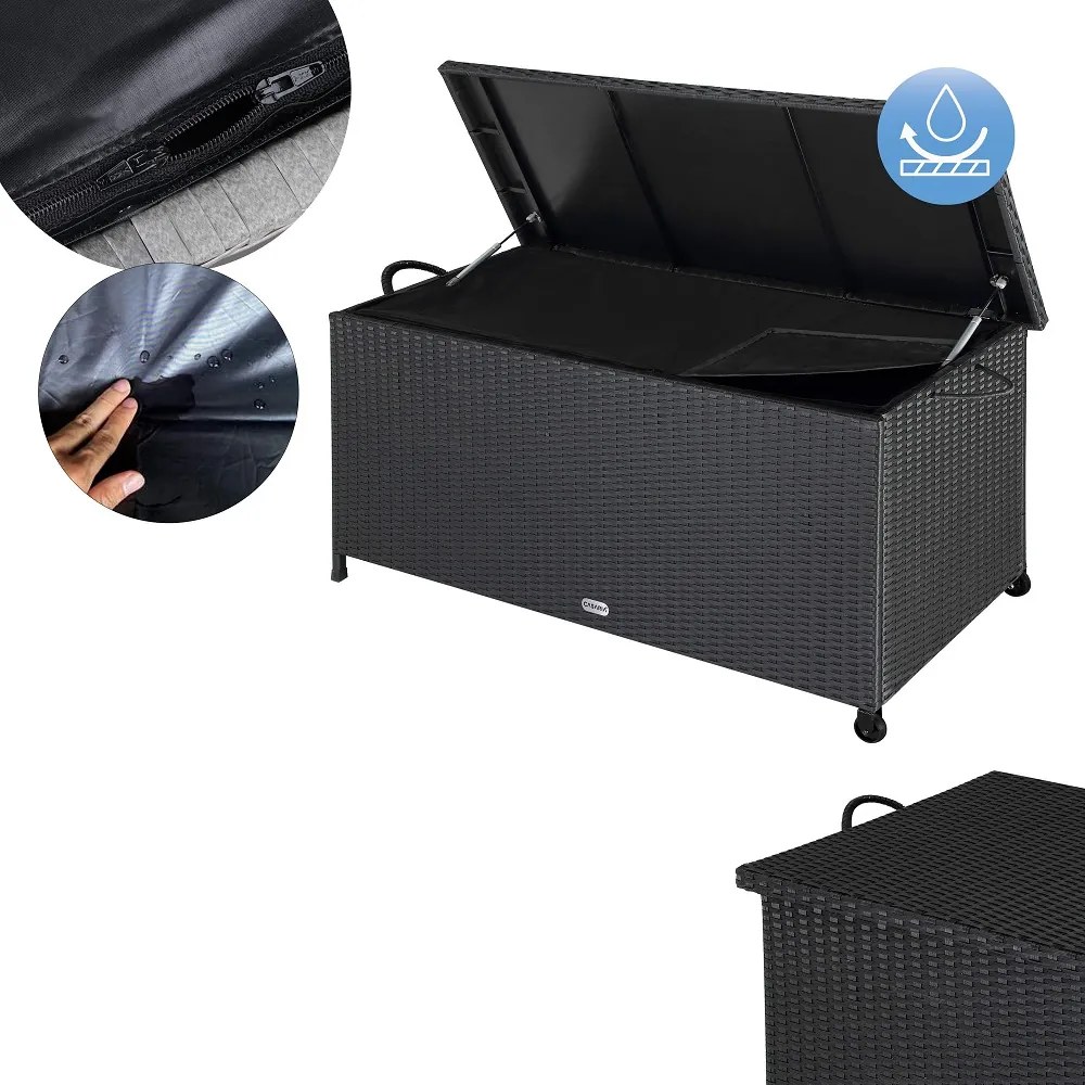 Polirattanowy pojemnik na schowek RICCO, 117 x 53 x 60cm, czarna Casaria