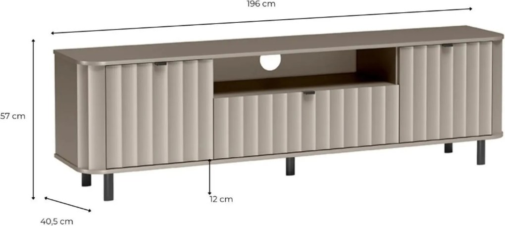 Szafka RTV stojąca MODERNO 196 cm do Salonu pod Telewizor - Biały