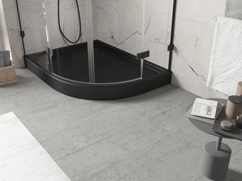 Mexen Flow+ brodzik półokrągły asymetryczny lewy 100 x 90 cm, czarny mat - 46Q709010LH