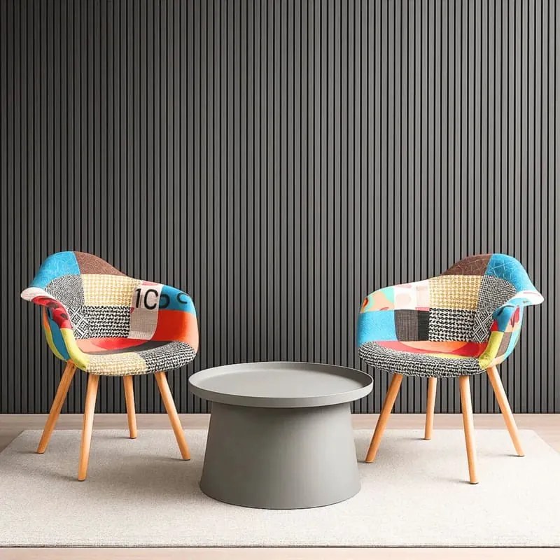 Drewniany panel akustyczny, 2400 x 600 mm, czarny podkład, 5 szt, dąb grafitowy