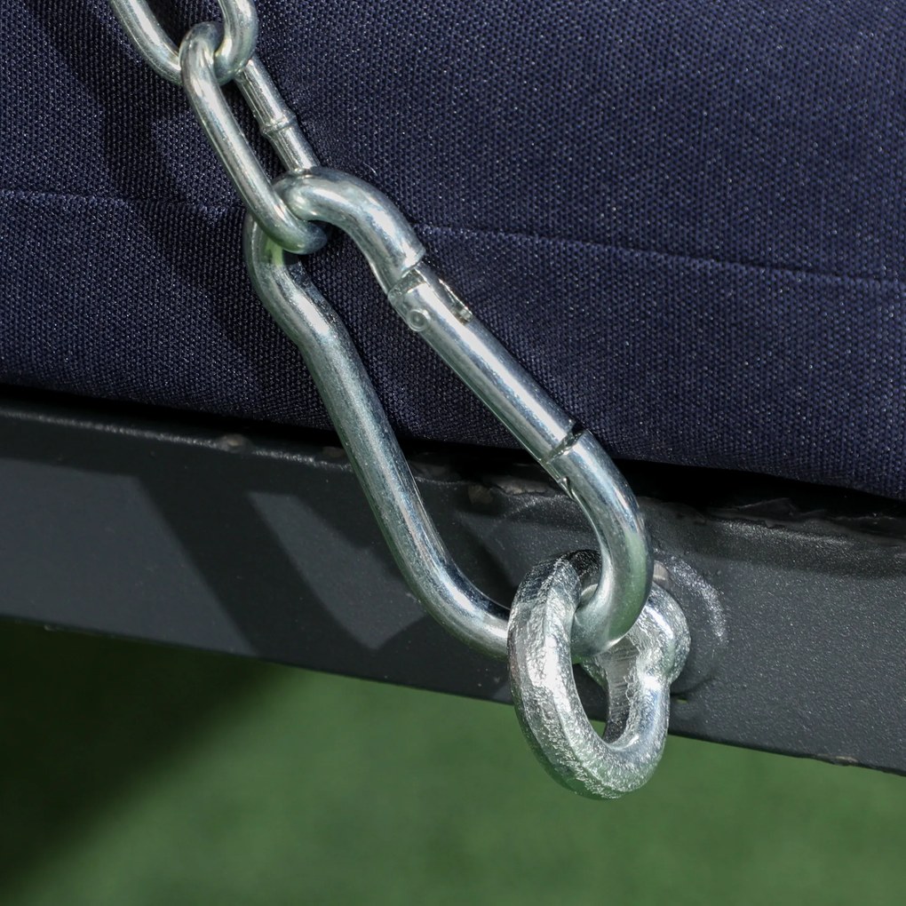 Outsunny Hollywoodzka Huśtawka Ogrodowa na 3 Osoby z Regulowanym Dachem Texteline Komfort i Styl Granatowy Czarny 198x118x168cm | Aosom PL