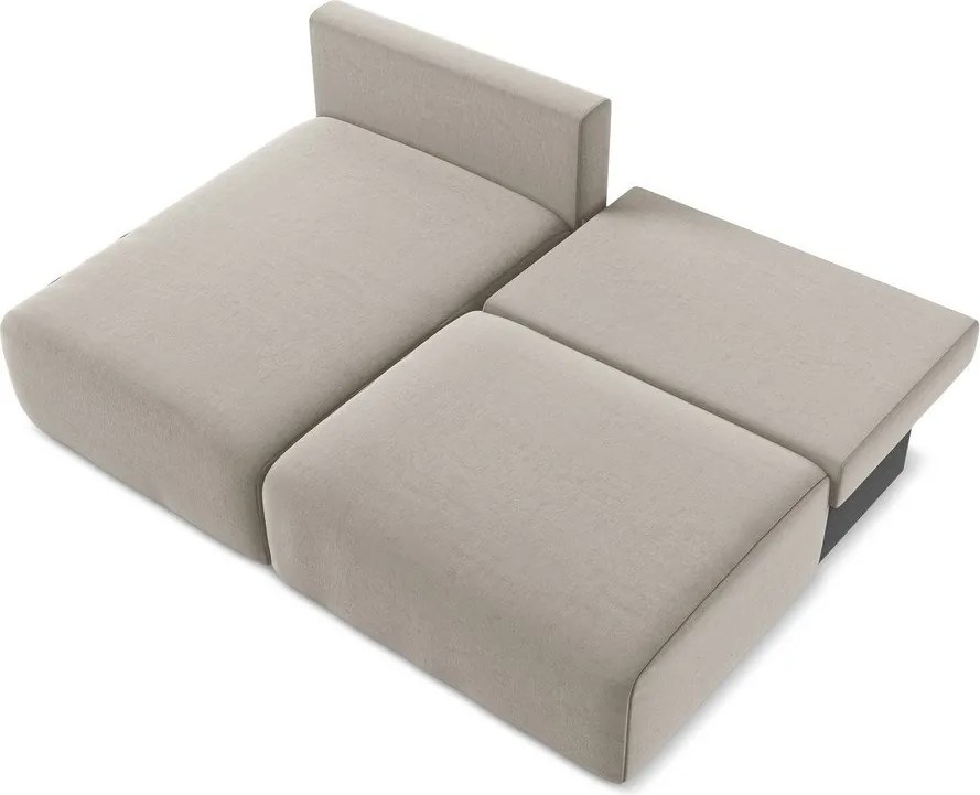 Szarobrązowy aksamitny rozkładany/ze schowkiem narożnik (lewostronny/z szezlongiem) Kalena – Makamii