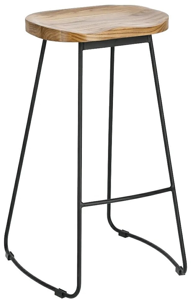 Industrialny taboret drewniany z metalowymi nogami B5-N97