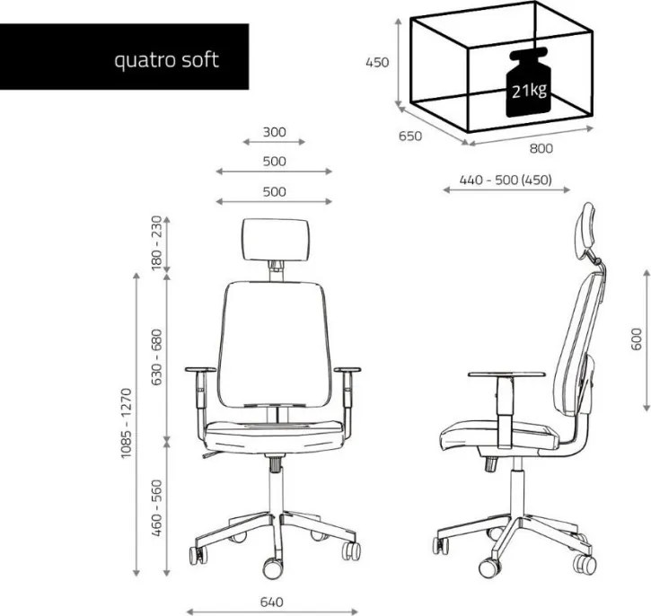 Obrotowe krzesło biurowe z regulacjami Quatro Soft
