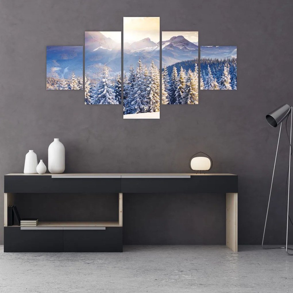 Obraz - Krajobraz górski zimą (125x70 cm)