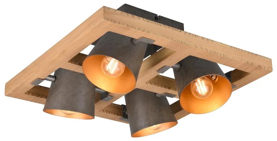 Ciemnoszaro-naturalna lampa sufitowa z metalowym kloszem 39x39 cm Bell – Trio