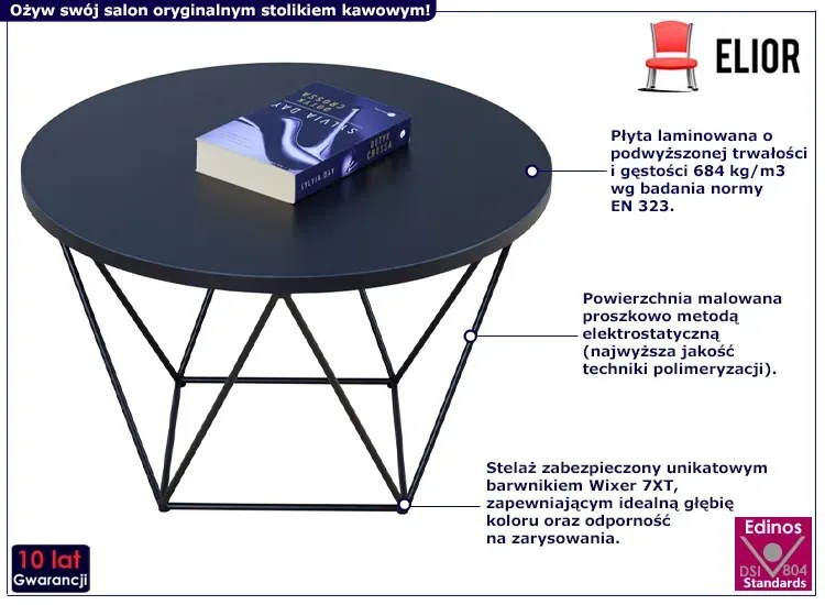 Czarny stolik kawowy w stylu loft - Tympa 4X