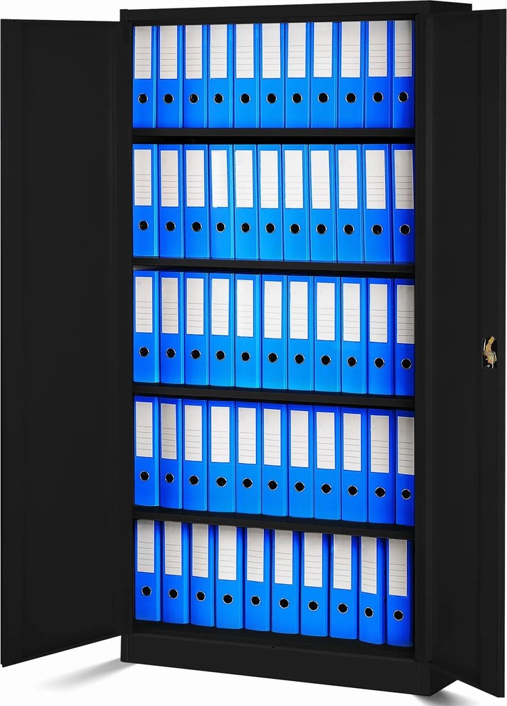 Szafa biurowa na akta wysoka Jan H 90x40x195 cm czarna