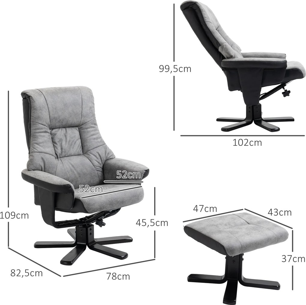 HOMCOM Fotel z podnóżkiem