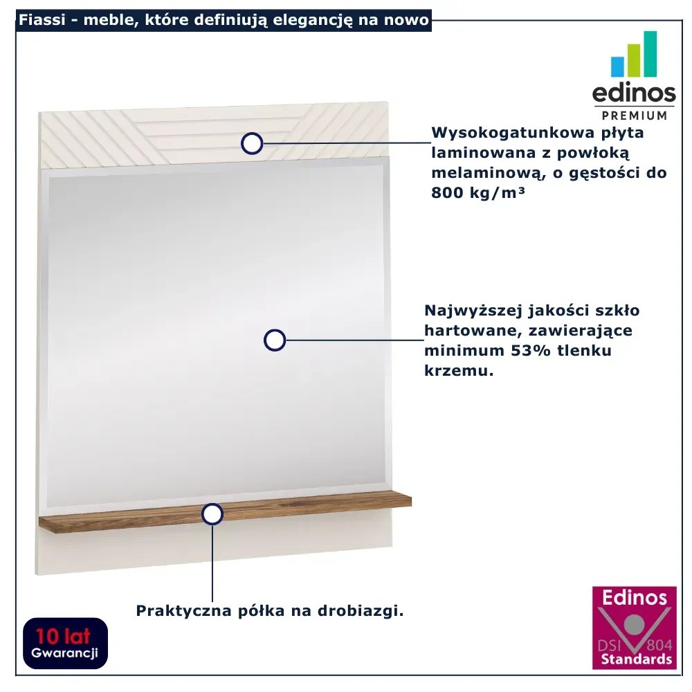 Lustro ścienne do przedpokoju kaszmir + dąb castello A7-R55