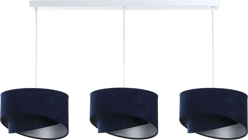 Granatowa potrójna lampa wisząca welurowa - S509 R0-F57