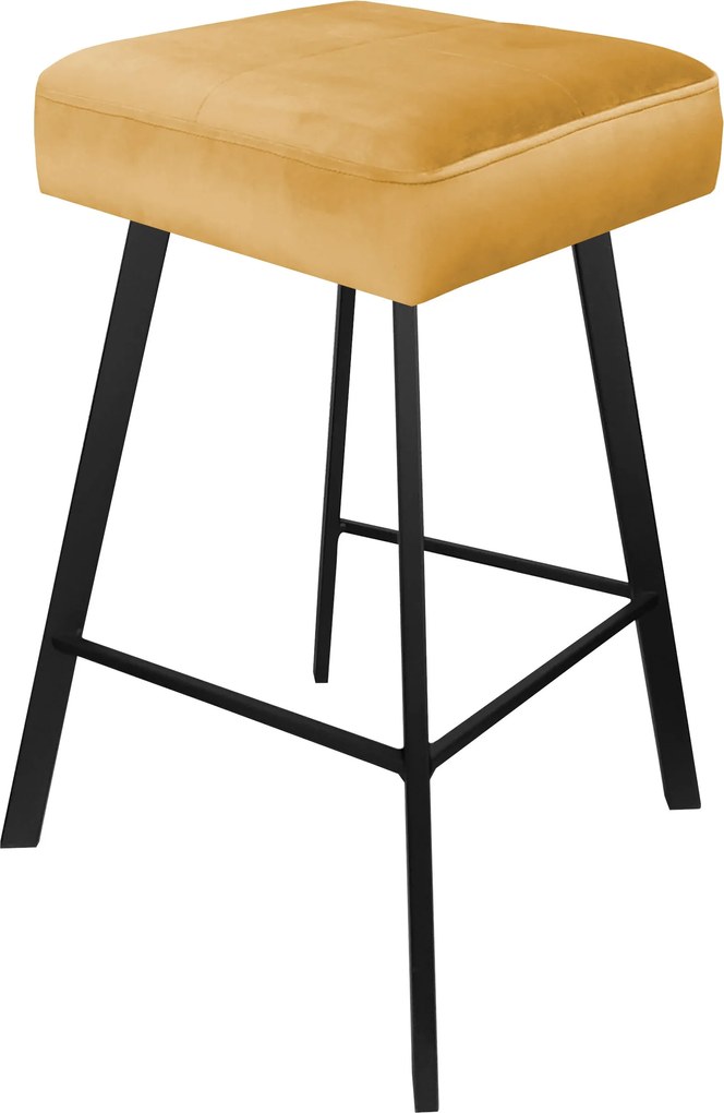 Hoker MAX krzesło barowe tkanina Welur podstawa metalowa : Kolor nogi - Czarna profil, Kolor tkaniny - VELVET - MG15, Typ siedziska - Siedzisko stałe