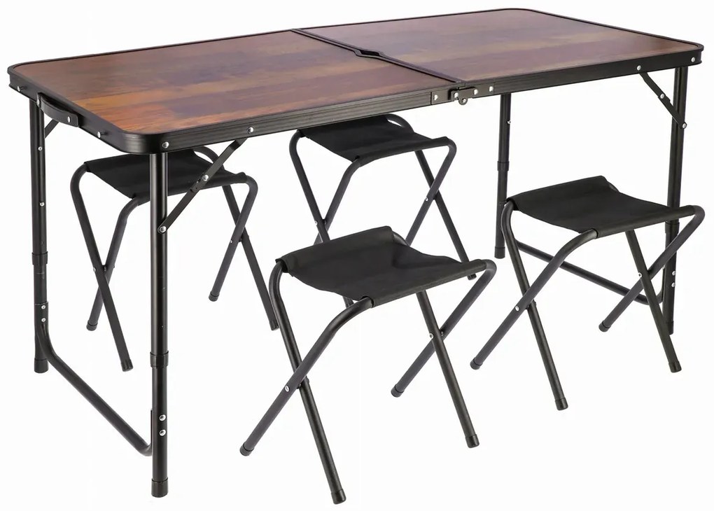 Brązowy składany w walizkę zestaw mebli turystycznych D0-L06