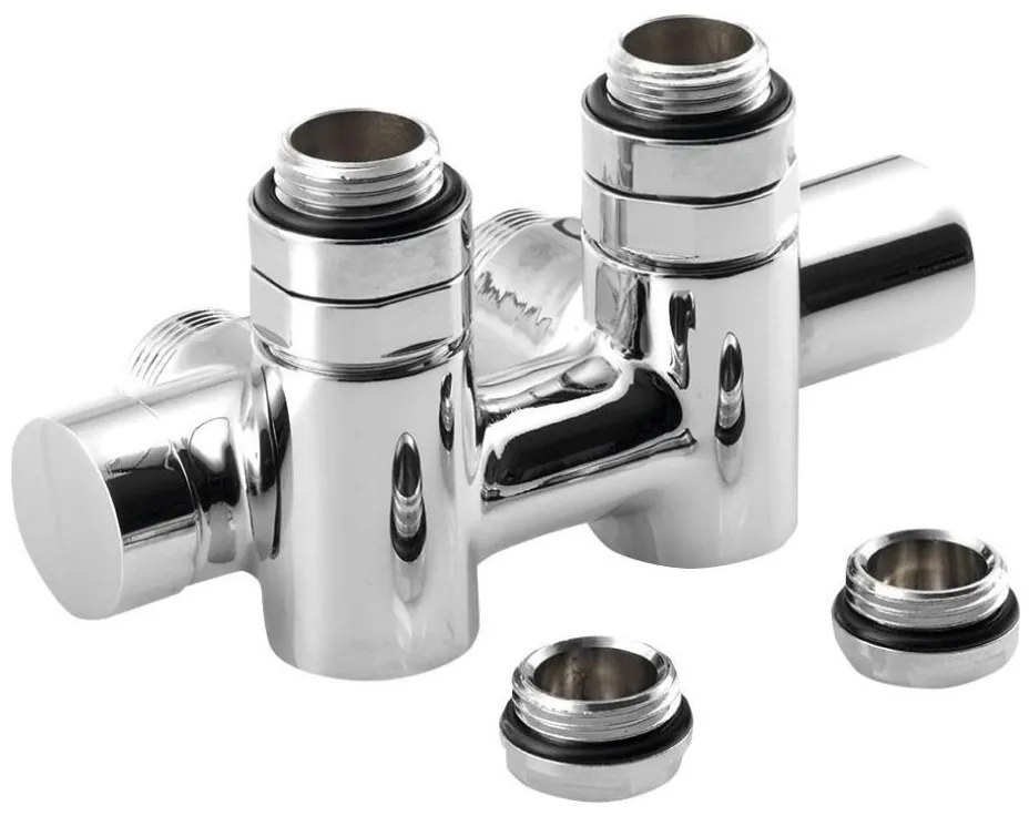 Sapho - Zestaw zaworów do przyłączenia środkowego TWIN COMBI, prawy/błyszczący chrom