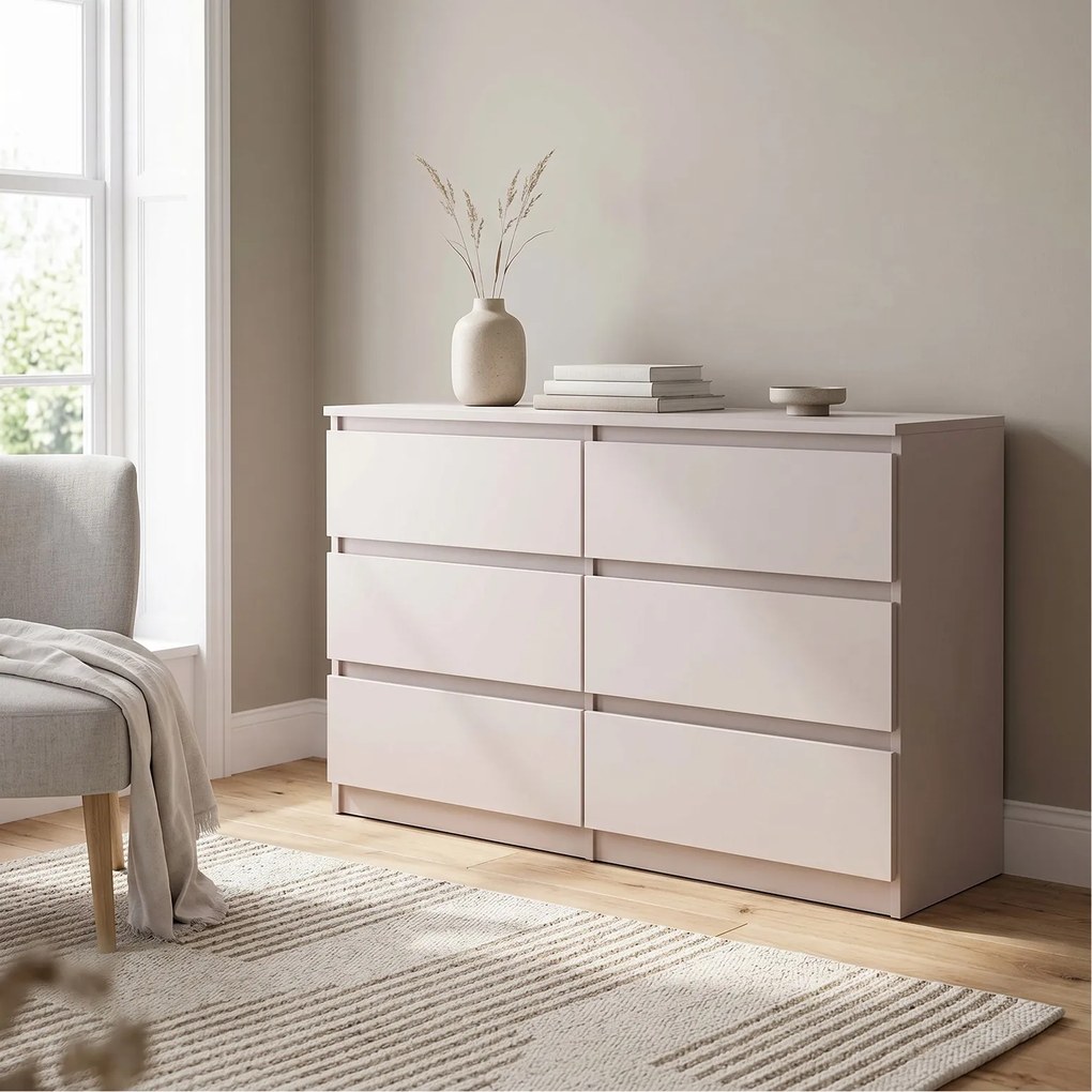 Komoda NUDO 138,5 cm do Salonu Sypialni 6 Szuflad Kaszmir