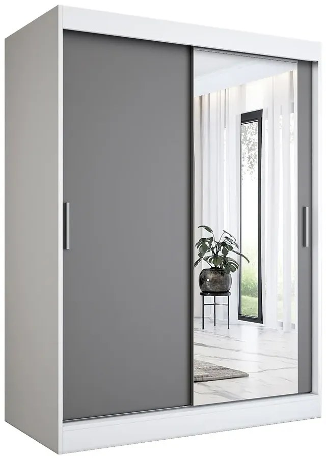 Szafa przesuwna biel + antracyt 150 cm - Massi 4X