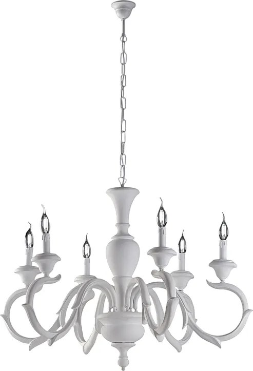 Żyrandol Fiorenza Shabby White Wooden 6 Lights 125 Ø91 BL172-6-BCO