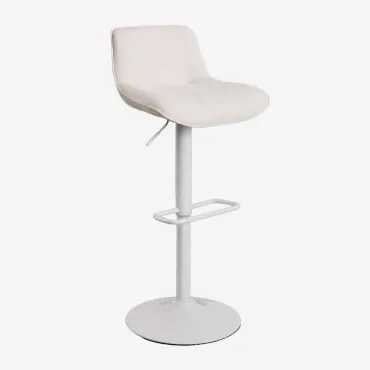 Regulowany Wysoki Stołek Z Metalowym Oparciem I Tkaniną Igarasi Biała - Kremowa Tapioca - Sklum