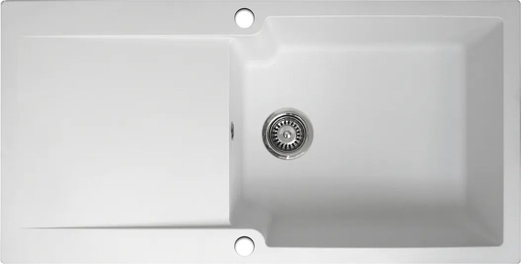 Lisse zlewozmywak dwustronny 1 duża komora 1 ociekacz z żywicy w kolorze biała - Essebagno