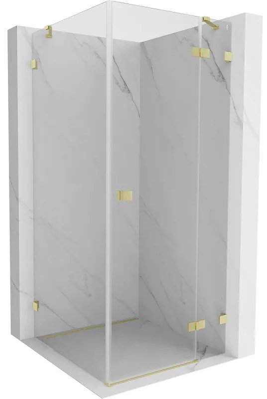 Mexen Lunar kabina prysznicowa uchylna prawa 100 x 100 cm, transparent, złota szczotkowana - 834-100-100-55-00-P