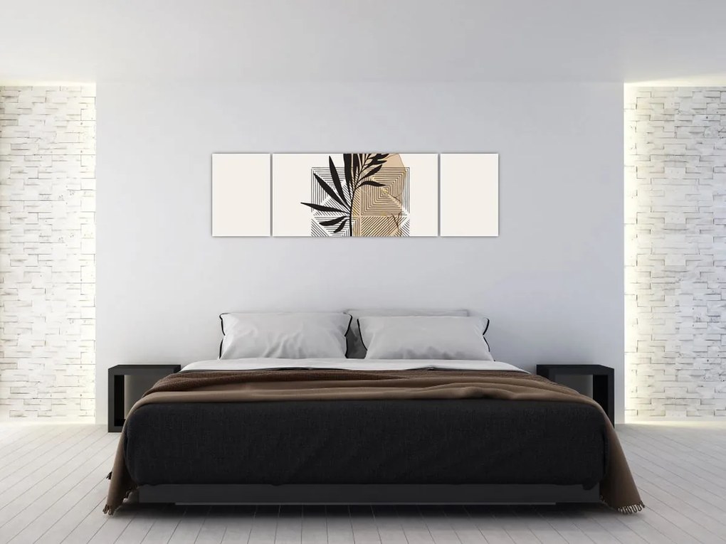 Obraz - Abstrakcja z tropikalnymi liśćmi N⁰1 (170x50 cm)