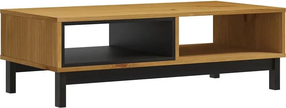 Sosnowy stolik kawowy 2 półkami C8-K46
