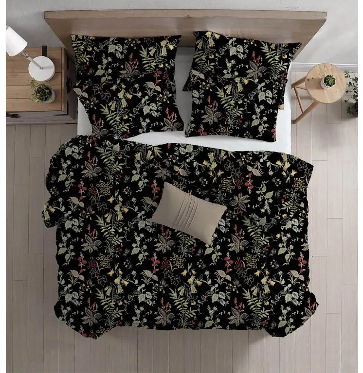 PrzytulneMieszkanie.pl PrzytulneMieszkanie.pl Pościel z bawełny renforcé FLORWELLA czarna Rozmiar pościeli: 2 szt 70 x 90 cm | 200 x 220 cm