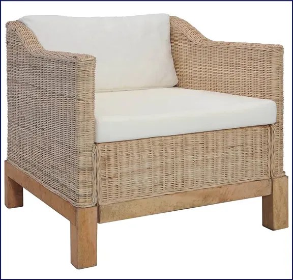 Rattanowy fotel z poduszkami na drewnianej ramie S8-A70