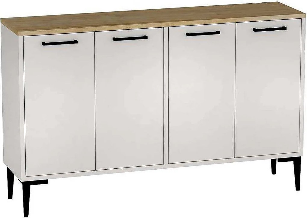 Komoda – 120 cm x 75 cm x 29,6 cm – Dąb szafirowy i biały – Płyta wiórowa