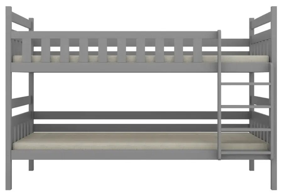 Łóżko piętrowe BARTEK 200x80 szare drewniane trzyosobowe z szufladami KOCOT KIDS