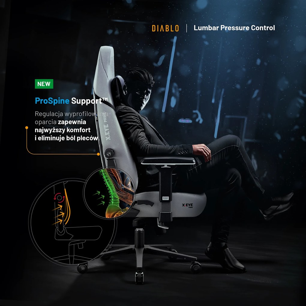 Fotel gamingowy Diablo X.Eye Prime, Normal Size, Nightwolf Moon