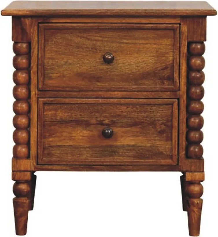 Artisan Furniture Lite drewno Szafka Nocna z Tocznymi Nóżkami w Odcieniu Bursztynowego Dębu