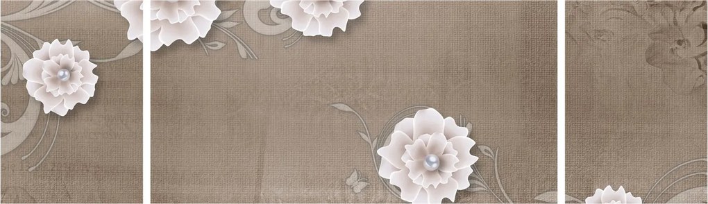 Obraz - Draperie z kwiatami (170x50 cm)