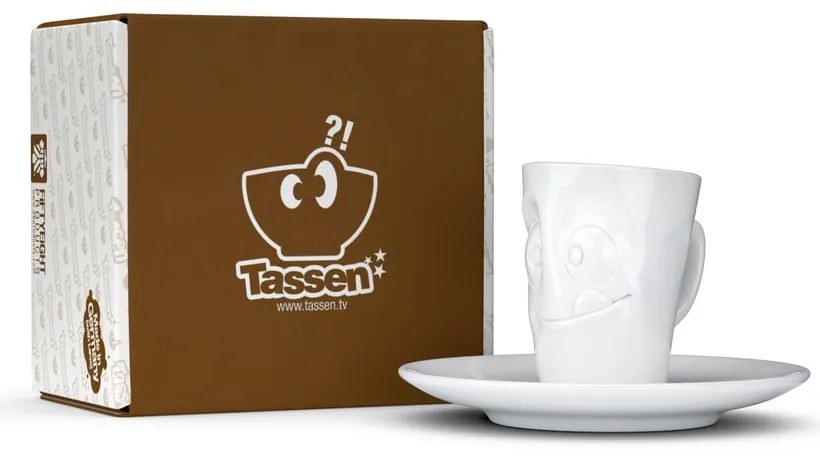Biała łakoma porcelanowa filiżanka do espresso ze spodkiem 58products, 80 ml