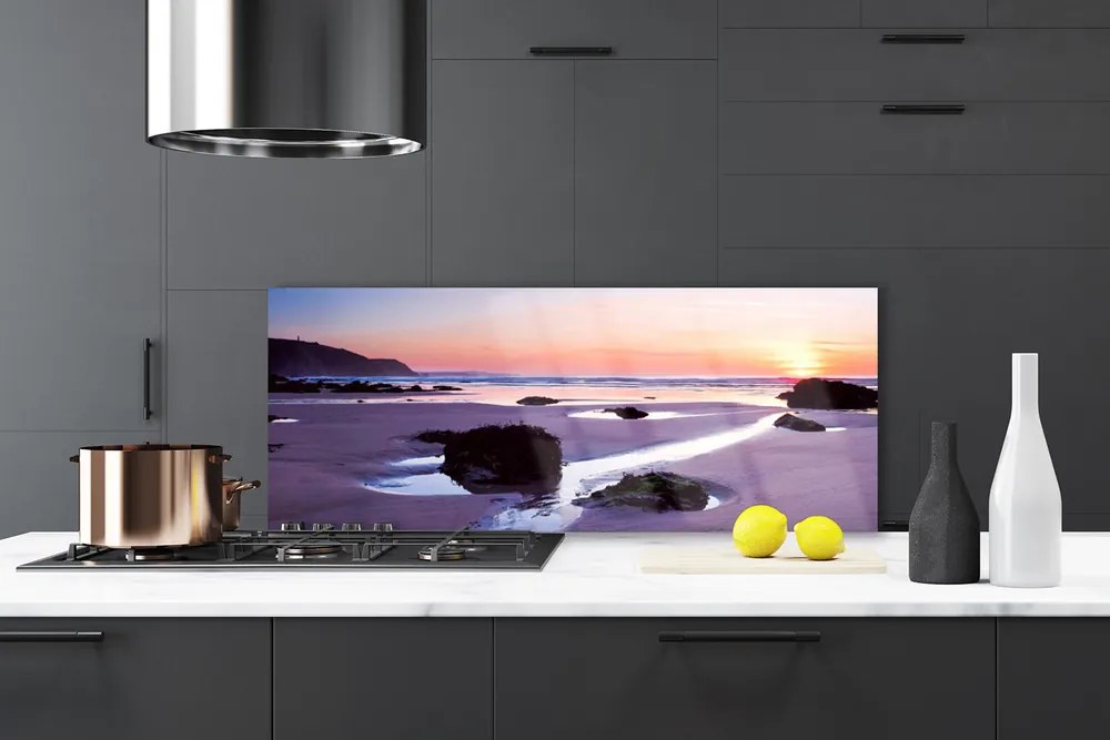 Panel Szklany do Kuchni Piaszczysty Brzeg Oceanu