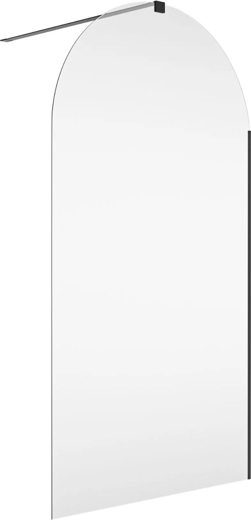 Ścianka prysznicowa WALK IN FIX przezroczysta półokrągła 8mm MOLIS CLEAR OVAL MASSI | rożne rozmiary : Kolor profili kabiny - złoty szczotkowany, Szerokość ścianki - 80 cm, Typ montażu - WALK in FIX (Do ściany)