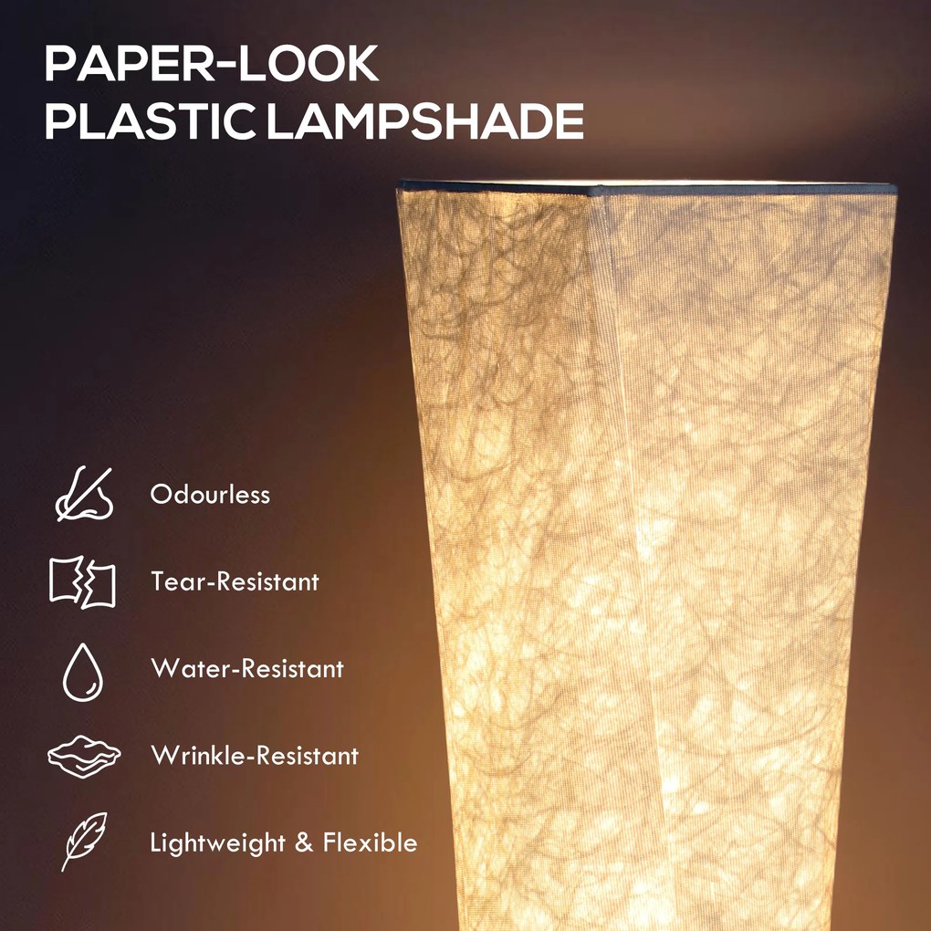 HOMCOM Lampa stojąca z kloszem w stylu papieru, przełącznik nożny, 3 poziomy jasności, biały