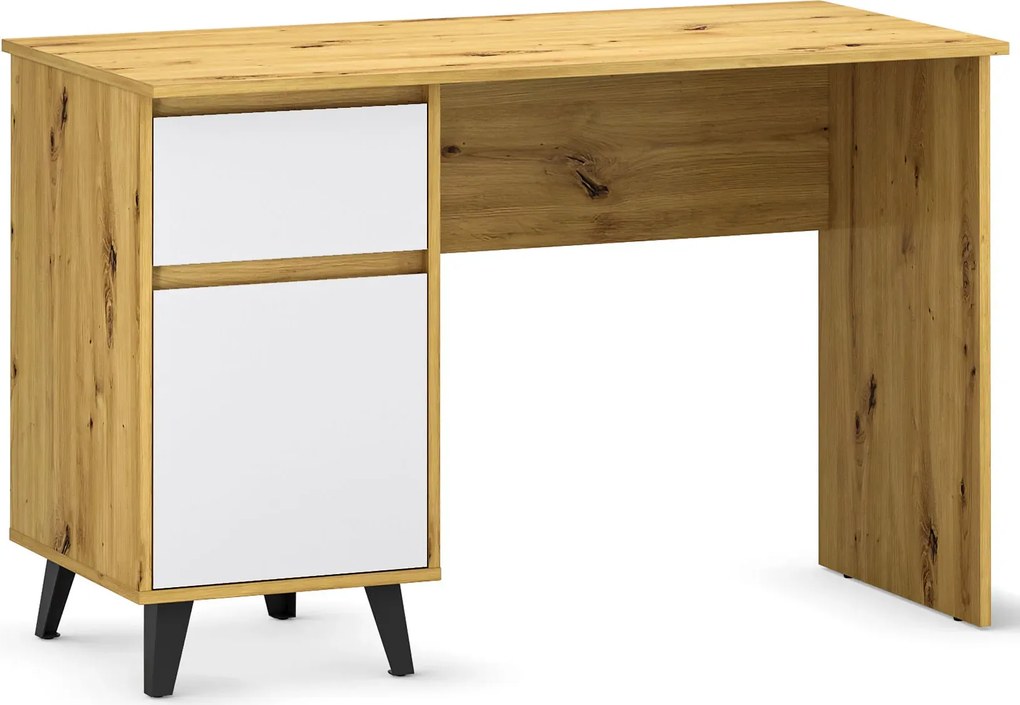 Skandynawskie biurko z szafką dąb artisan + biały A7-S00