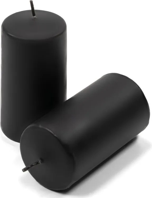 Zestaw świec filarowych, 10 cm, Ø 5 cm, czarne, 16 szt.