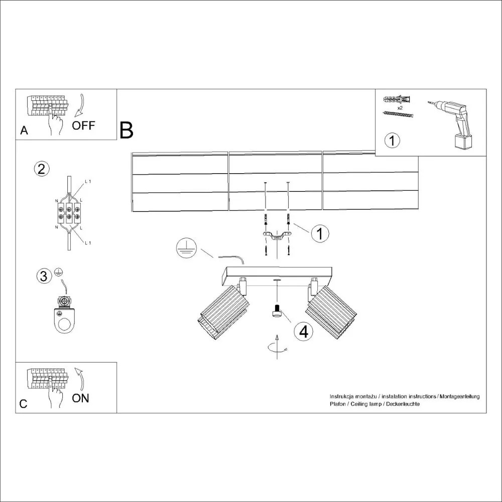Ceglasta lampa sufitowa 25x25 cm Gleam – Nice Lamps