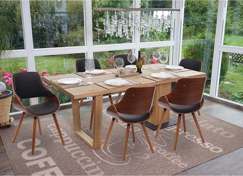 Krzesło do jadalni MCW-D23 (zestaw 6 sztuk),  czarna sztuczna skóra