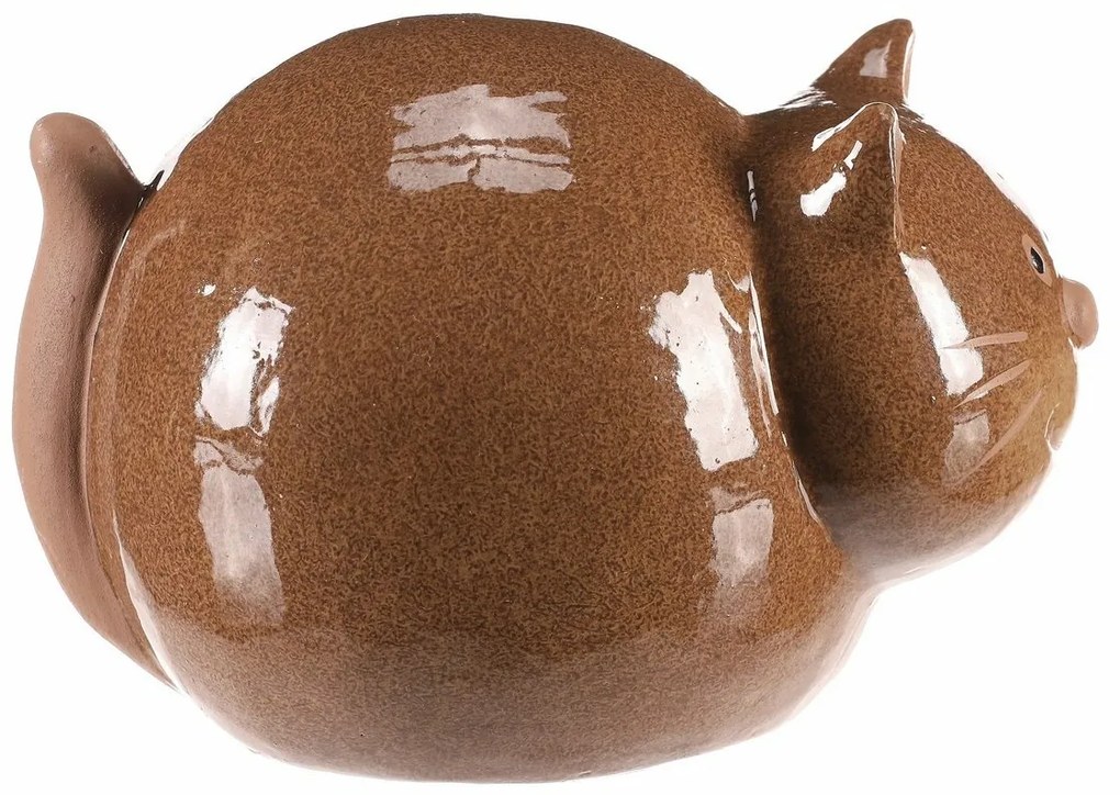 Dekoracja ceramiczna Kot, 18 x 13 x 12 cm, brązowa, 18 cm