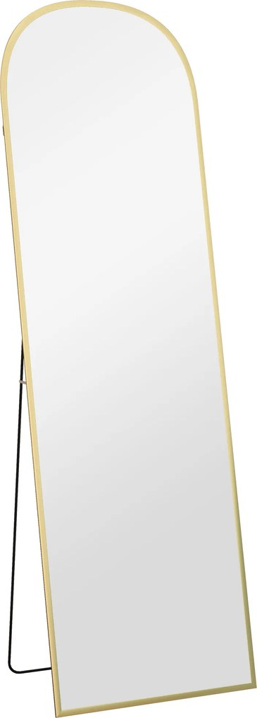 HOMCOM Lustro stojące, lustro całopostaciowe, duże lustro, nowoczesny design, 50 cm x 1,5 cm x 161,5 cm, Złote | Aosom PL