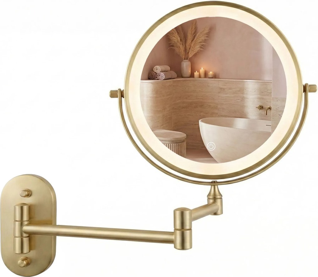 Lustro ścienne kosmetyczne LED Glow Złote Szczotkowane