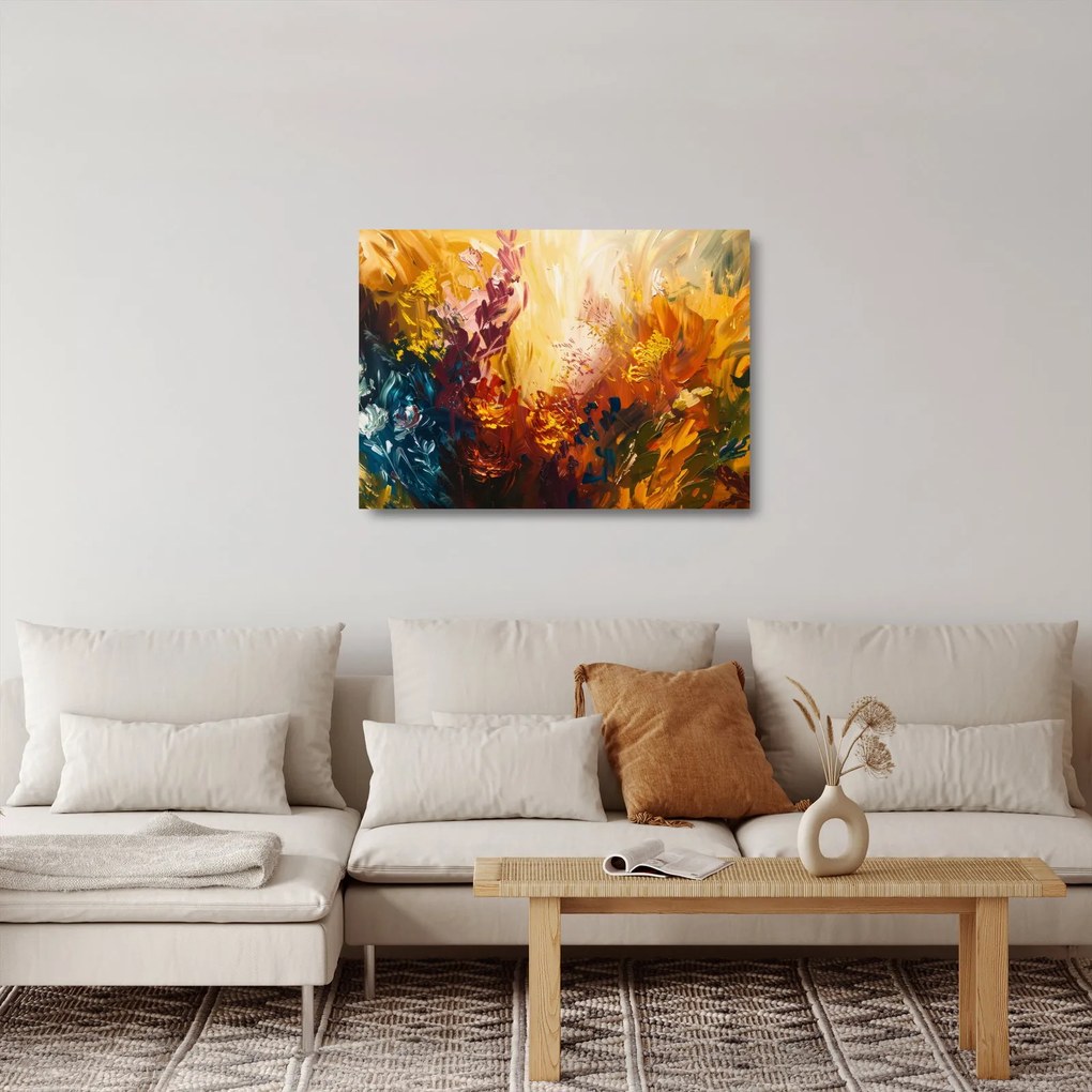 Obraz na szkle - Abstrakcyjny obraz kwiatów (70x50 cm)