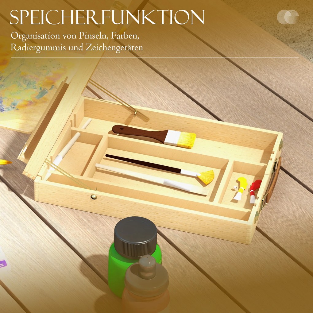 HOMCOM Sztaluga Stołowa Składana, Drewno Bukowe, 27cm x 41,5cm x 74,5cm, Naturalna