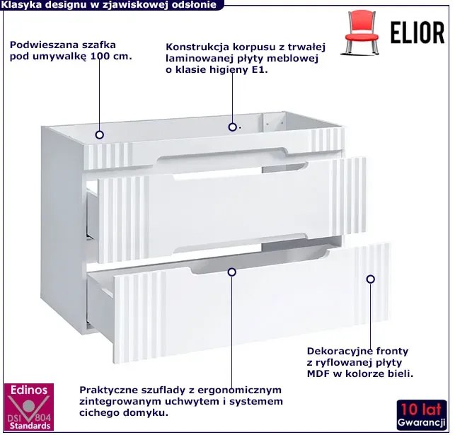 Biała szafka łazienkowa z szufladami 100 cm N1-G72