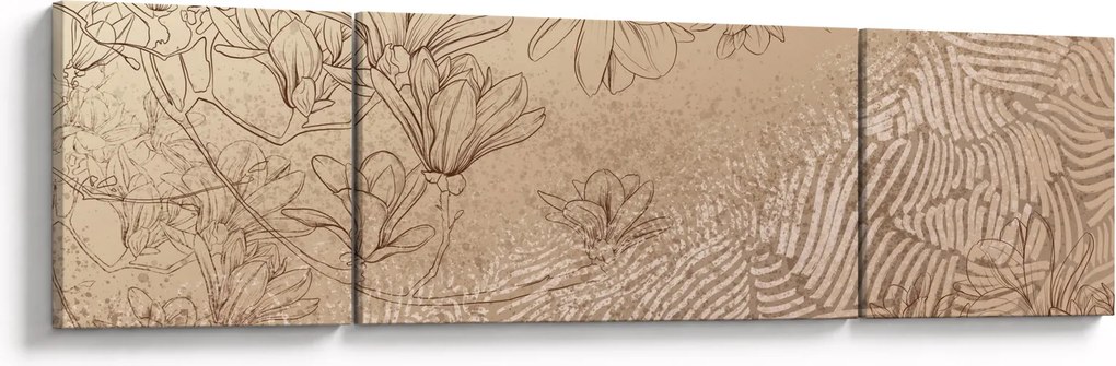 Obraz - Rysowane kwiaty (170x50 cm)