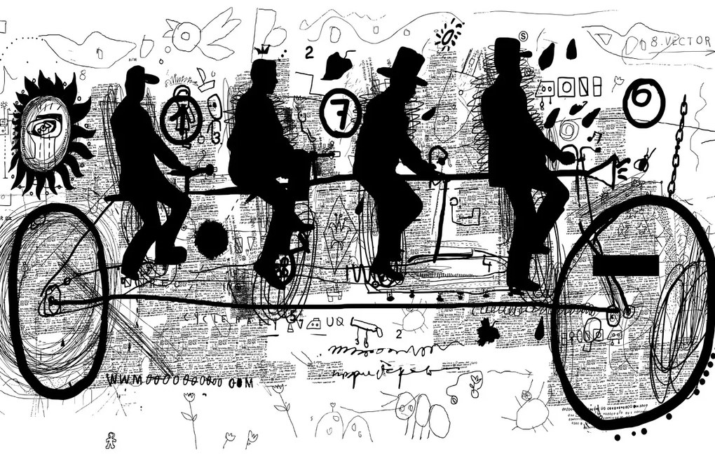 Fototapeta - Sztuka uliczna - przejeżdżający obok (196x136 cm)